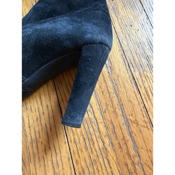 Stuart Weitzman Boots Womens Size 8.5 Black Suede Over The Knee Tie Back Heel - Picture 9 of 9